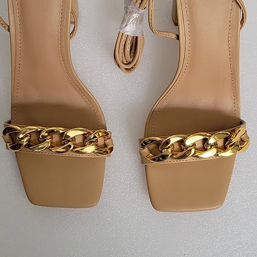 Women's Sandals, Square Open Toe, Chunky Block Heel, Ankle Strap - Picture 6 of 9